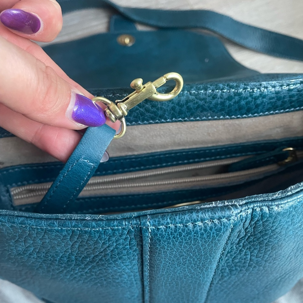 Brahmin Real Leather Teal Crossbody Bag - Picture 5 of 12